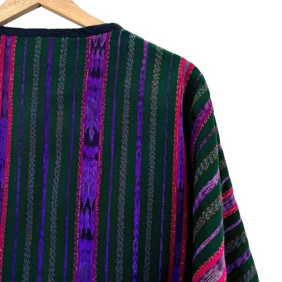 Vintage 70s Baja Jacket Embroidered Guatamalan Coat Colorful Floral Stripes | XL - Picture 5 of 14